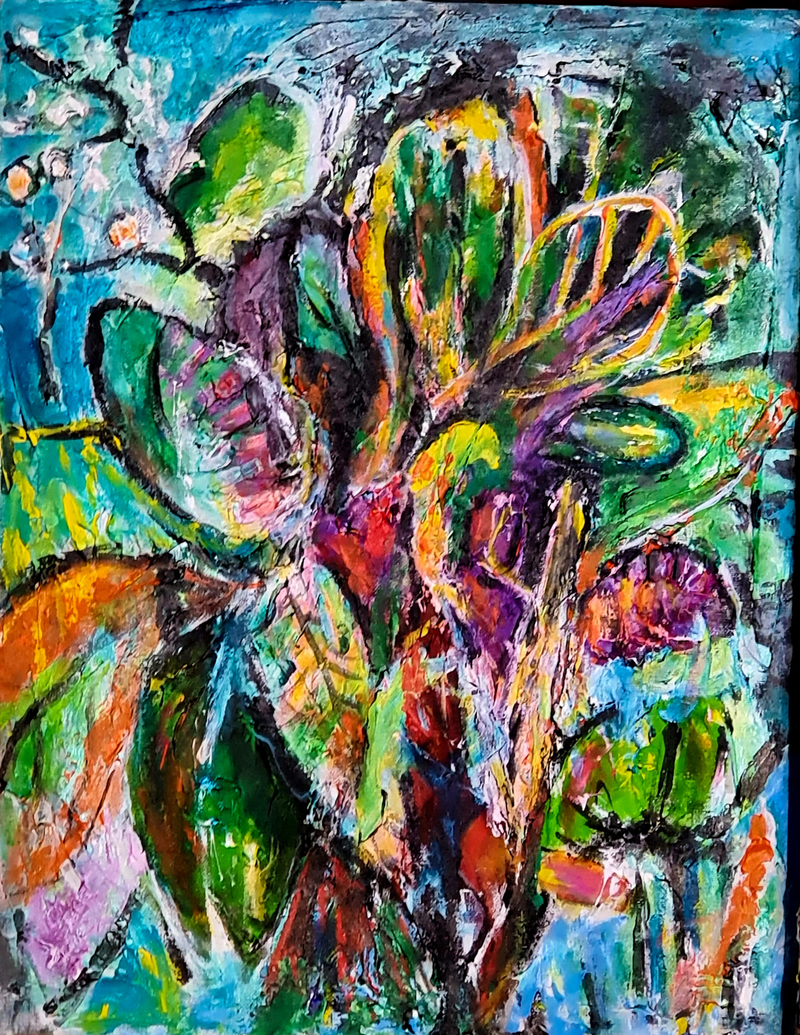 Abstract of flowers and leaves